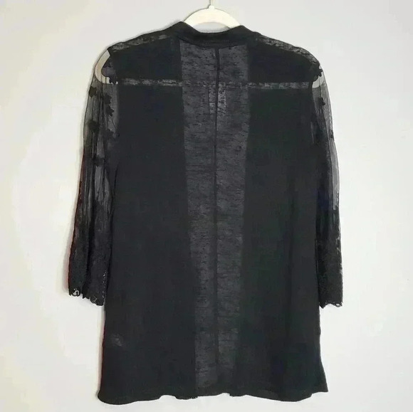 Maurices Cardigan Lightweight Black Embroidered Mesh Lace Quarter Sleeves NWT - Picture 14 of 15